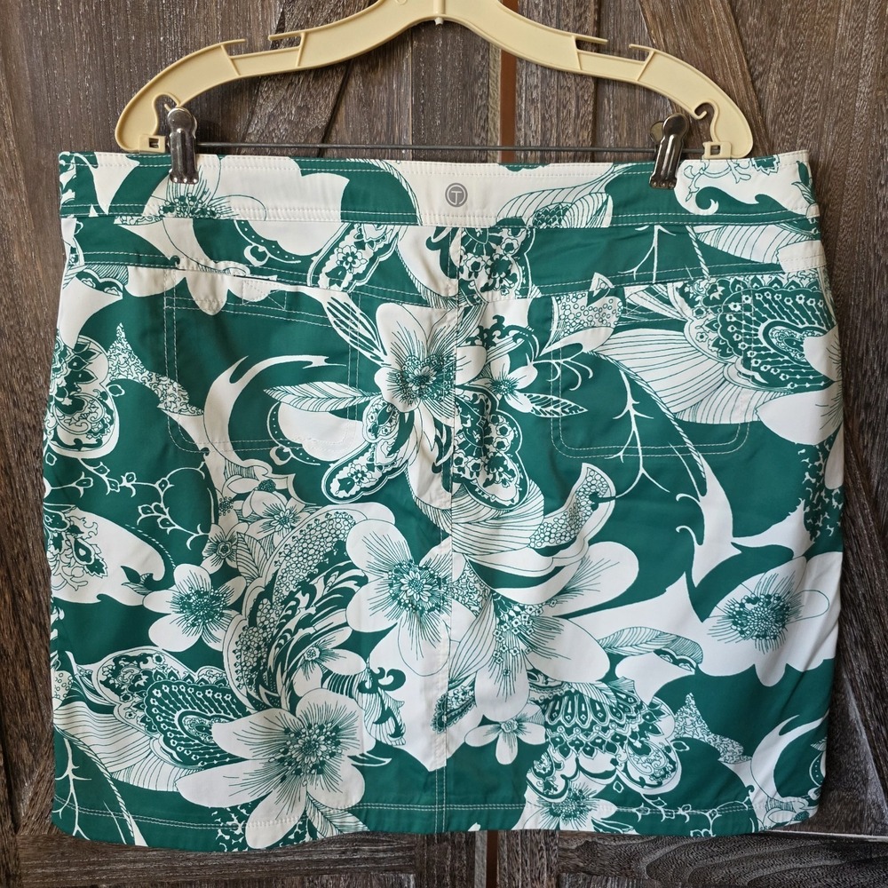 Talbots Skirt Women's Size 20 Green & White Floral Tropical Performance Short